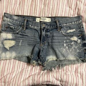 Abercrombie and Fitch Women's Distressed Denim Shorts - Blue size 4/27
